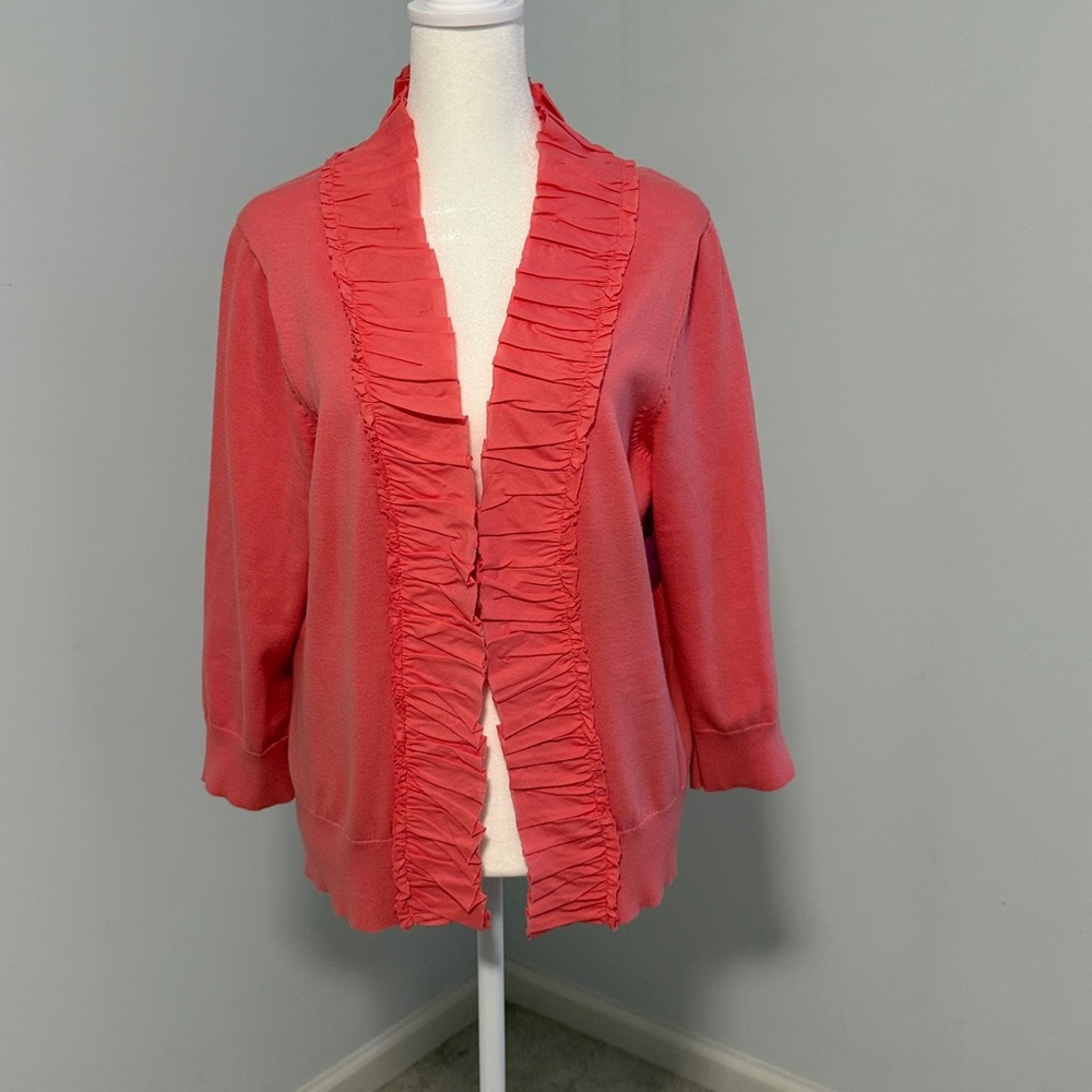 G.H. Bass & Co. Ruffled Coral Cardigan SZL